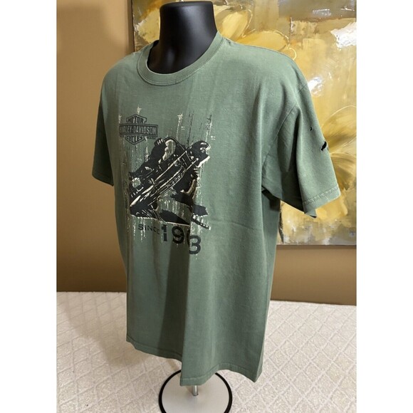 Vintage Harley Davidson Museum 2008 Graphic 2 Sided Green Tee Men’s Size L - Picture 10 of 16